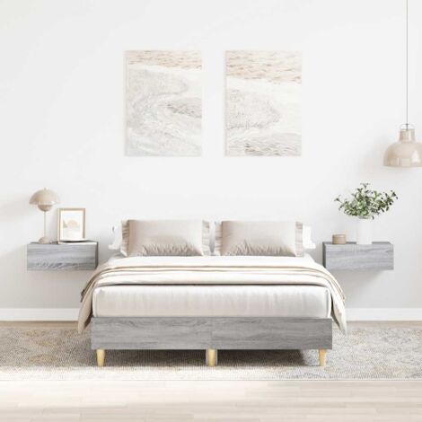 Bettgestell ohne Matratze Grau Sonoma 135x190 cm Holzwerkstoff vidaXL