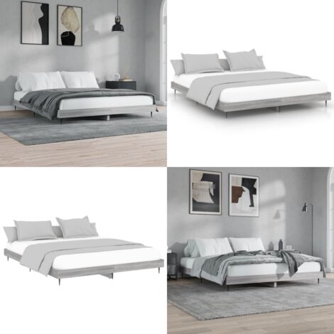 Bettgestell ohne Matratze Grau Sonoma 160x200 cm Holzwerkstoff - Holzbettfundament - Doppelbett - Bettgestell Grau - Lattenrost - Boxspring Alternative - Home & Living