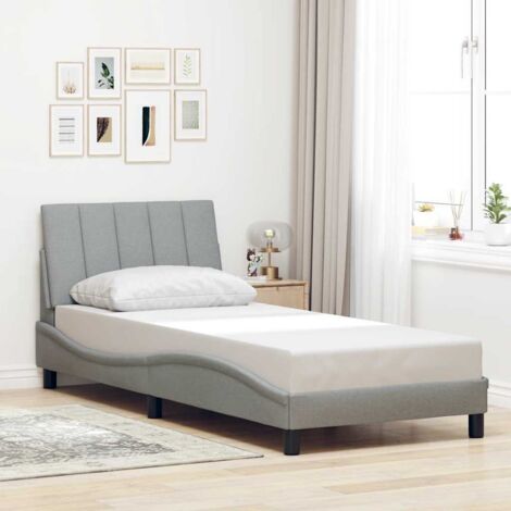 Bettgestell ohne Matratze "Hanko" Hellgrau 90x190 cm Stoff vidaXL