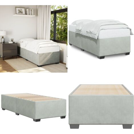 Bettgestell ohne Matratze Hellgrau 100x200 cm Samt - Samtbett - Doppelbett - Boxspringbetten - Bettgestell - Schlafraum Dekoration - Home & Living