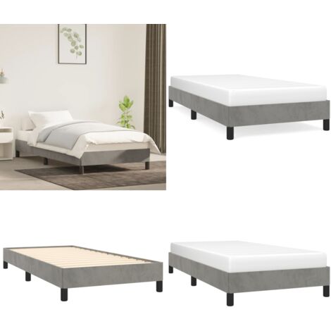 Bettgestell ohne Matratze Hellgrau 100x200 cm Samt - Samtbett - Doppelbett - Boxspringbetten - Bettrahmen - Bettgestell - Home & Living
