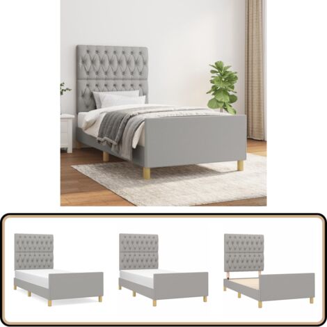 Bettgestell ohne Matratze Hellgrau 100x200 cm Stoff - Bettes Gestell - Holzbetten - Lattenrost - Doppelbett - Boxspringbett