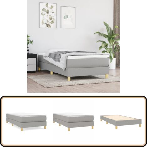 Bettgestell ohne Matratze Hellgrau 100x200 cm Stoff - Bettes Gestell - Holzbettrahmen - Lattenrost - Einzelbett - Boxspringbett