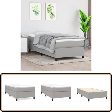 Bettgestell ohne Matratze Hellgrau 100x200 cm Stoff - Bettes Gestell - Holzrahmen Bett - Doppelbett - Boxspringbetten - Lattenrost