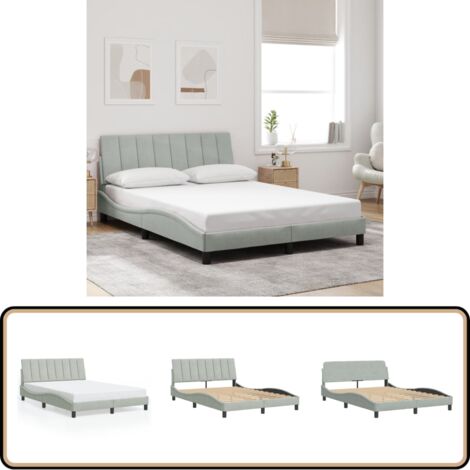 Bettgestell ohne Matratze Hellgrau 120x200 cm Samt - Bettsystem - Samtbettwäsche - Doppelbett - Boxspringbett - Lattenrost