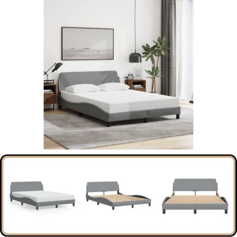 Bettgestell ohne Matratze Hellgrau 120x200 cm Stoff - Bettes Gestell - Holzrahmen Bett - Doppelbett - Boxspringbetten - Lattenrost