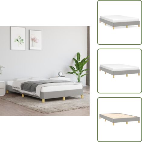 Bettgestell ohne Matratze Hellgrau 120x200 cm Stoff - Bettrahmen - Doppelbett - Holzrahmen - Lattenrost - Hellgraues Bett