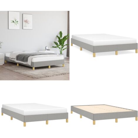 Bettgestell ohne Matratze Hellgrau 120x200 cm Stoff - Bettrahmen - Doppelbett - Holzrahmen - Lattenrost - Hellgraues Bett - Home & Living