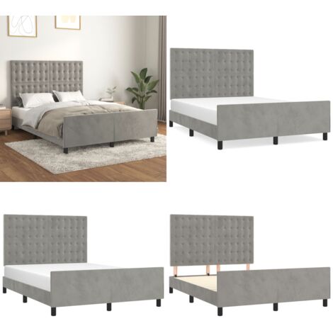 Bettgestell ohne Matratze Hellgrau 140x190 cm Samt - Samtbettwäsche - Bettestel - Doppelbett - Boxspringbett - Hochbett - Home & Living