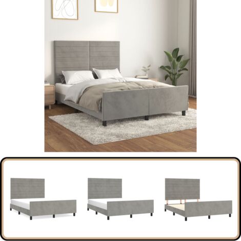 Bettgestell ohne Matratze Hellgrau 140x200 cm Samt - Samtbettwäsche - Bettestel - Doppelbett - Boxspringbett - Hochbett