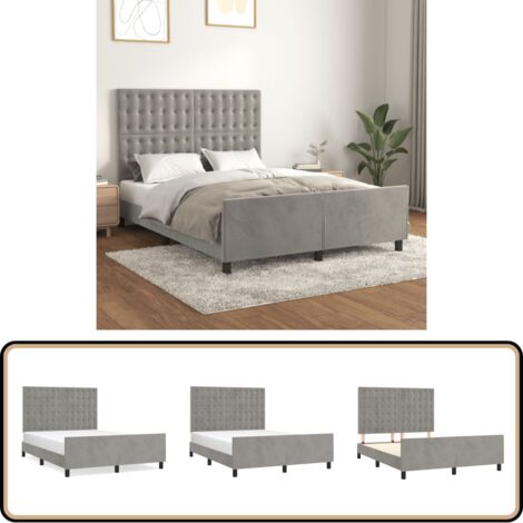 Bettgestell ohne Matratze Hellgrau 140x200 cm Samt - Samtbettwäsche - Bettestel - Doppelbett - Boxspringbett - Hochbett