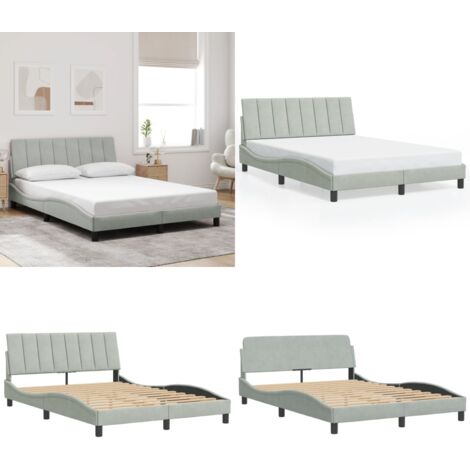 Bettgestell ohne Matratze Hellgrau 140x200 cm Samt - Samtsofa - Bettessel - Doppelbett - Boxspringbetten - Himmelbett - Home & Living