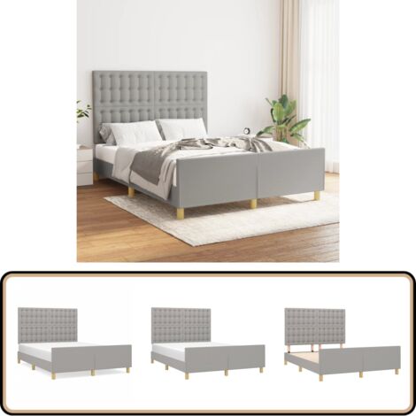 Bettgestell ohne Matratze Hellgrau 140x200 cm Stoff - Bettsofa - Doppelbett - Boxspringbetten - Lattenrost - Hochbett