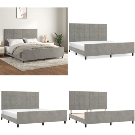 Bettgestell ohne Matratze Hellgrau 160x200 cm Samt - Samtbettwäsche - Doppelbett - Boxspringbett - Lattenrost - Hochbett - Home & Living