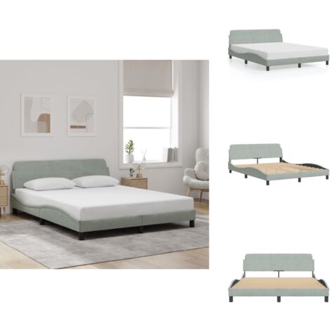 Bettgestell ohne Matratze Hellgrau 160x200 cm Samt - Samtsofa - Doppelbett - Boxspringbetten - Himmelbett - Hochbett