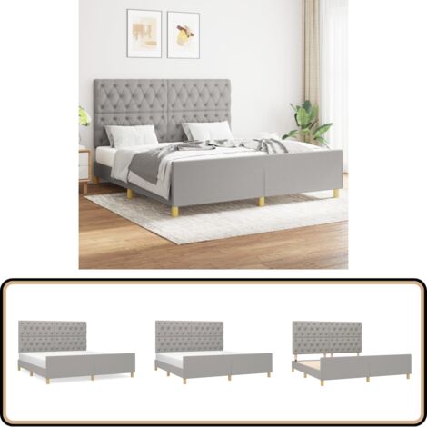 Bettgestell ohne Matratze Hellgrau 160x200 cm Stoff - Bettsofa - Boxspringbetten - Doppelbett - Lattenrost - Schlafzimmermöbel