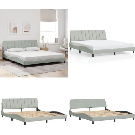 Bettgestell ohne Matratze Hellgrau 180x200 cm Samt - Bettsofa - Samtbettwäsche - Doppelbett - Boxspringbett - Lattenrost - Home & Living