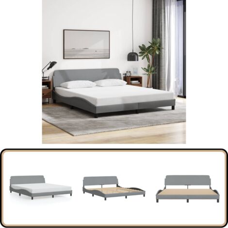 Bettgestell ohne Matratze Hellgrau 180x200 cm Stoff - Bettsofa - Boxspringbetten - Doppelbett - Lattenrost - Massivholzbette