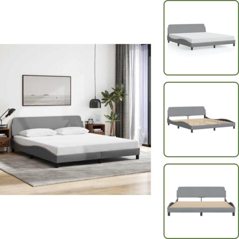 Bettgestell ohne Matratze Hellgrau 180x200 cm Stoff - Bettsofa - Boxspringbetten - Doppelbett - Lattenrost - Massivholzbette