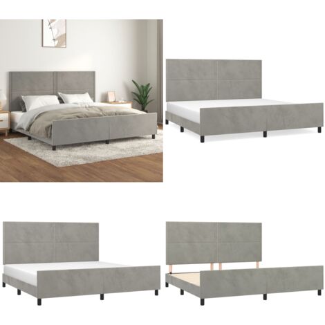 Bettgestell ohne Matratze Hellgrau 200x200 cm Samt - Samtbettwäsche - Bettestel - Doppelbett - Boxspringbett - Hochbett - Home & Living