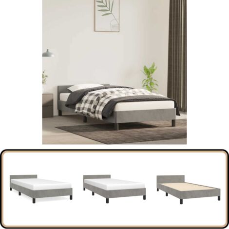 Bettgestell ohne Matratze Hellgrau 80x200 cm Samt - Samtbettwäsche - Kopfteil Bett - Doppelbett - Boxspringbett - Bett Gestell