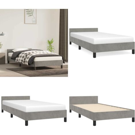 Bettgestell ohne Matratze Hellgrau 80x200 cm Samt - Samtbettwäsche - Kopfteil Bett - Doppelbett - Boxspringbett - Bett Gestell - Home & Living