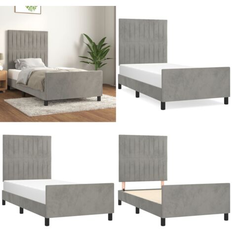 Bettgestell ohne Matratze Hellgrau 90x190 cm Samt - Samtbettwäsche - Bettsofa - Boxspringbett - Hochbett - Doppelbett - Home & Living