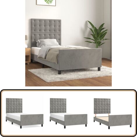Bettgestell ohne Matratze Hellgrau 90x200 cm Samt - Samtbettwäsche - Bettestel - Boxspringbett - Doppelbett - Hochbett