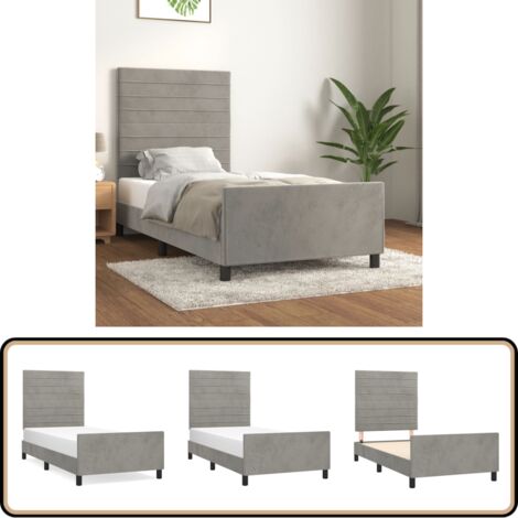 Bettgestell ohne Matratze Hellgrau 90x200 cm Samt - Samtbettwäsche - Bettestel - Doppelbett - Boxspringbett - Hochbett