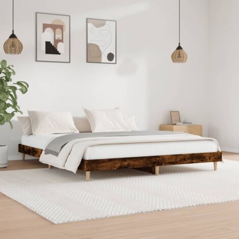 Bettgestell ohne Matratze Räuchereiche 160x200 cm Holzwerkstoff vidaXL