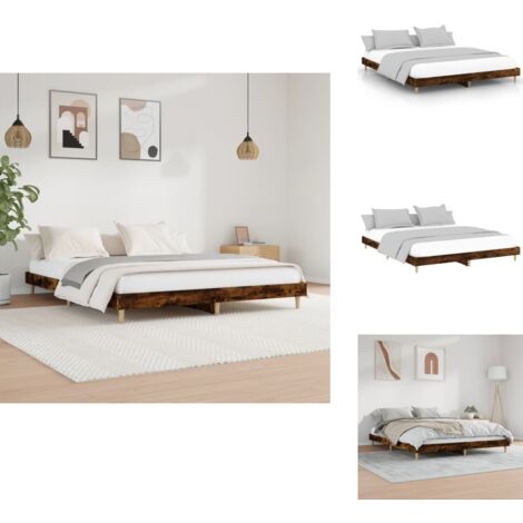 VIDAXL Bettgestell ohne Matratze Räuchereiche 200x200 cm Holzwerkstoff - Betten - Holzbetten - Doppelbett - Massivholzbette - Boxspringbett