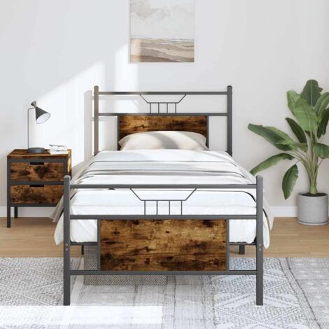 Bettgestell ohne Matratze Räuchereiche 80x200 cm Holzwerkstoff vidaXL