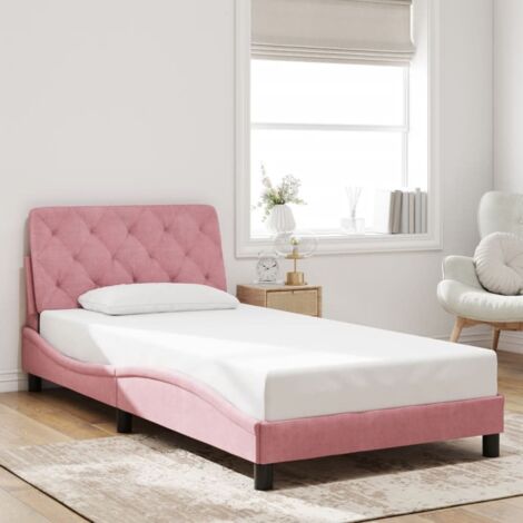 Bettgestell ohne Matratze Rosa 100x200 cm Samt vidaXL