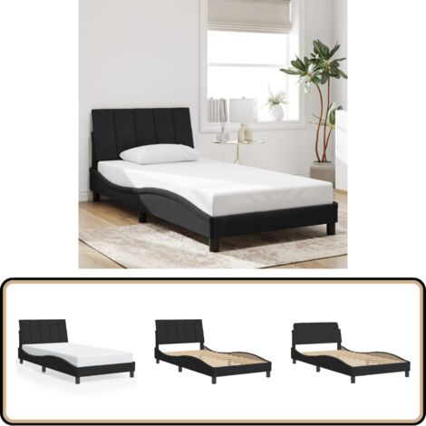 Bettgestell ohne Matratze Schwarz 100x200 cm Samt - Bettsystem - Samtbettwäsche - Doppelbett - Boxspringbett - Lattenrost