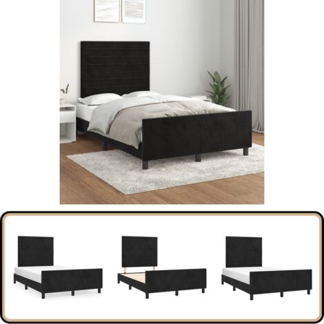 Bettgestell ohne Matratze Schwarz 120x190 cm Samt - Samtbett - Doppelbett - Boxspringbetten - Hochbett - Kinderbett