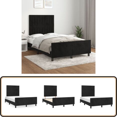Bettgestell ohne Matratze Schwarz 120x190 cm Samt - Samtbettwäsche - Doppelbett - Boxspringbett - Lattenrost - Bettsofa