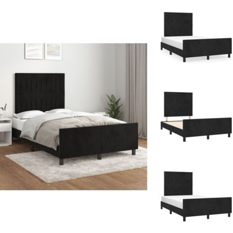 Bettgestell ohne Matratze Schwarz 120x190 cm Samt - Samtbettwäsche - Doppelbett - Boxspringbett - Lattenrost - Bettsofa