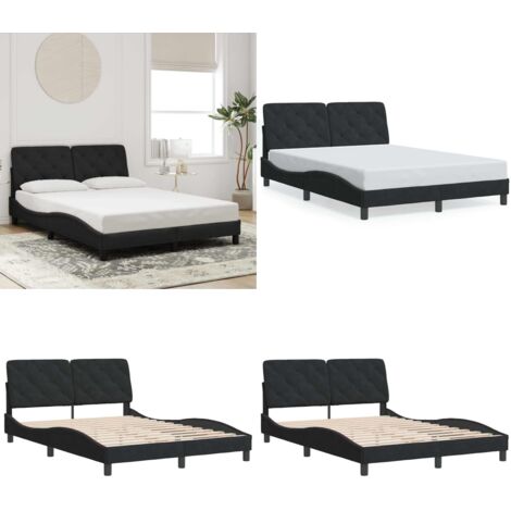 Bettgestell ohne Matratze Schwarz 120x200 cm Samt - Bettsystem - Samtbettwäsche - Doppelbett - Boxspringbett - Lattenrost - Home & Living