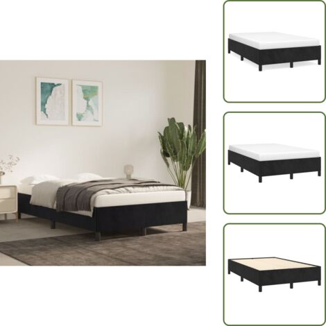 Bettgestell ohne Matratze Schwarz 120x200 cm Samt - Samtbettwäsche - Doppelbett - Boxspringbett - Schlafzimmer Dekoration - Schwarzes Bett