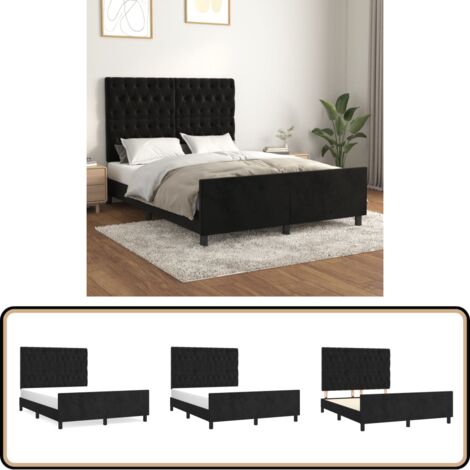 Bettgestell ohne Matratze Schwarz 140x190 cm Samt - Samtbettwäsche - Bettsofa - Boxspringbett - Doppelbett - Hochbett