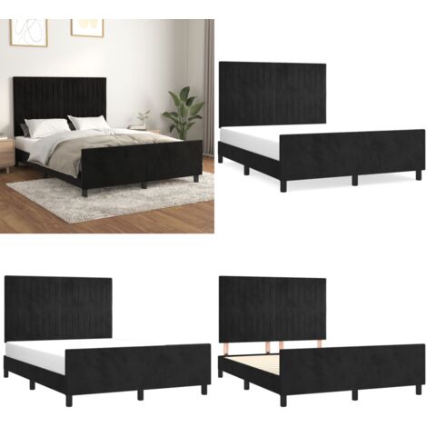 Bettgestell ohne Matratze Schwarz 140x190 cm Samt - Samtbettwäsche - Doppelbett - Boxspringbett - Lattenrost - Hochbett - Home & Living
