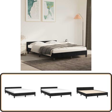 Bettgestell ohne Matratze Schwarz 140x200 cm Samt - Samtbettwäsche - Doppelbett - Boxspringbett - Schlafzimmer Dekoration - Schwarzes Bett