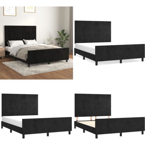 Bettgestell ohne Matratze Schwarz 140x200 cm Samt - Samtbettwäsche - Schlafzimmer Dekoration - Boxspringbett - Doppelbett - Hochwertiges Bettgestell - Home & Living