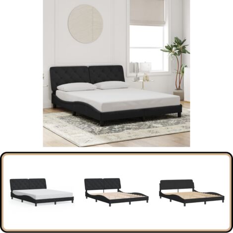 Bettgestell ohne Matratze Schwarz 160x200 cm Samt - Bettsystem - Doppelbett - Boxspringbetten - Samtbett - Schwarzes Bett