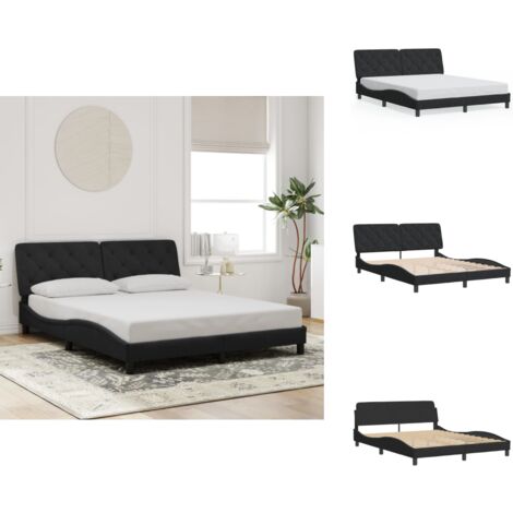Bettgestell ohne Matratze Schwarz 160x200 cm Samt - Bettsystem - Doppelbett - Boxspringbetten - Samtbett - Schwarzes Bett