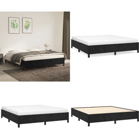 Bettgestell ohne Matratze Schwarz 160x200 cm Samt - Samtbettwäsche - Doppelbett - Boxspringbett - Bettrahmen Schwarz - Lattenrost - Home & Living