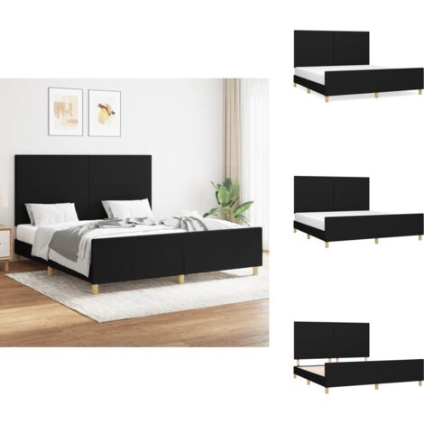 Bettgestell ohne Matratze Schwarz 160x200 cm Stoff - Bettsofa - Boxspringbetten - Doppelbett - Lattenrost - Massivholzbette