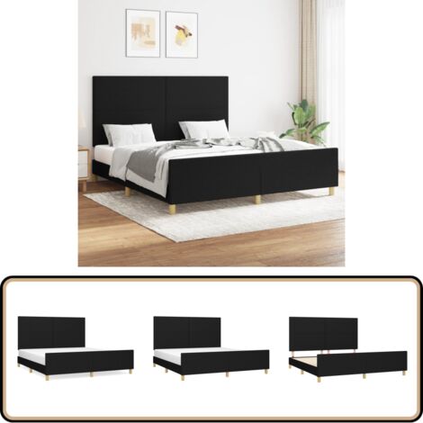 Bettgestell ohne Matratze Schwarz 160x200 cm Stoff - Bettsofa - Boxspringbetten - Doppelbett - Lattenrost - Massivholzbette