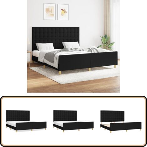 Bettgestell ohne Matratze Schwarz 160x200 cm Stoff - Bettsystem - Boxspringbetten - Doppelbett - Lattenrost - Massivholzbette