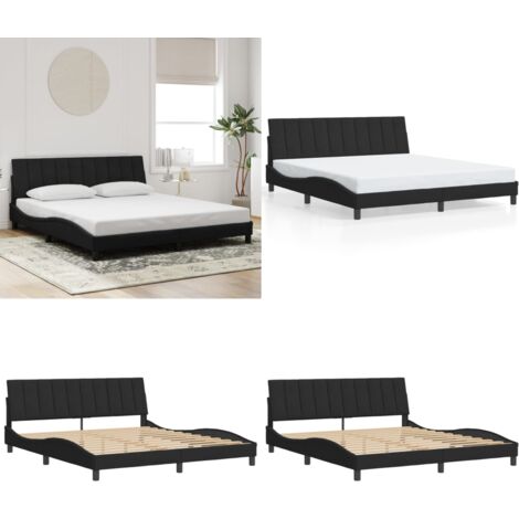 Bettgestell ohne Matratze Schwarz 180x200 cm Samt - Bettstellengestell - Doppelbett - Samtbettwäsche - Boxspringbett - Schwarzes Bett - Home & Living